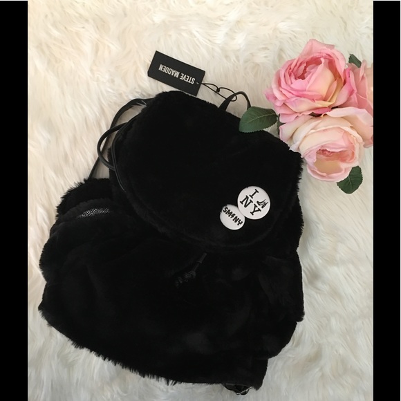 Steve Madden Handbags - NWT Steve Madden Large Faux Fur Backpack
